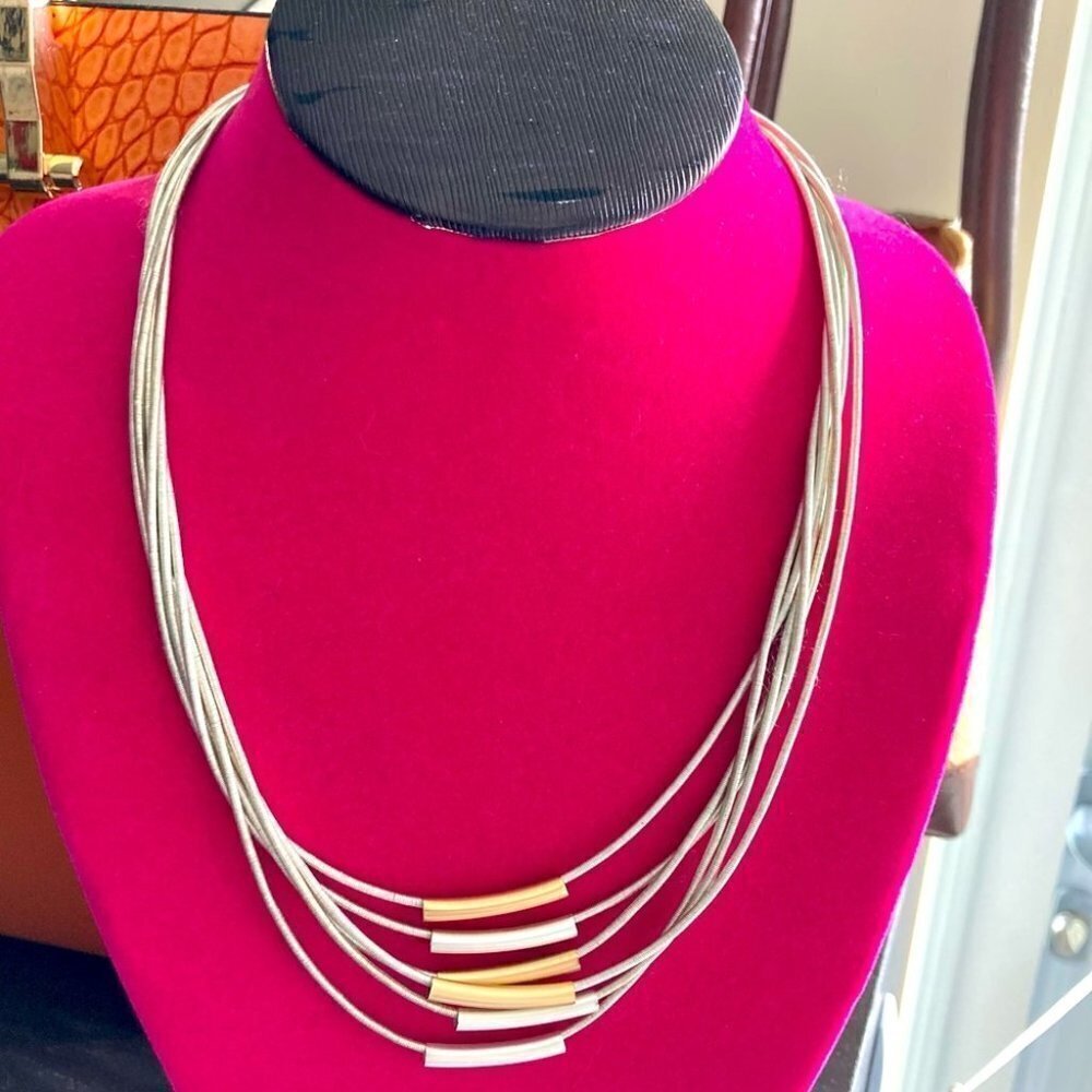 TAKOBIA Two Toned Tubular Necklace. NWT